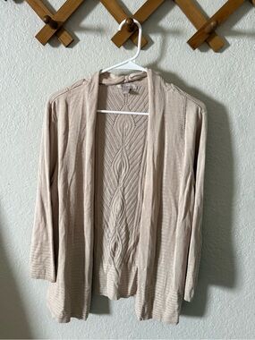 Women's Open-Front Cable Knit Cardigan Sweater - Beige